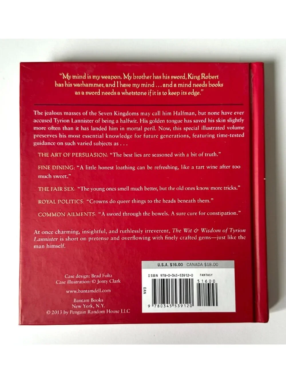 George R.R. Martin The Wit & Wisdom of Tyrion Lannister Hardcover 2013